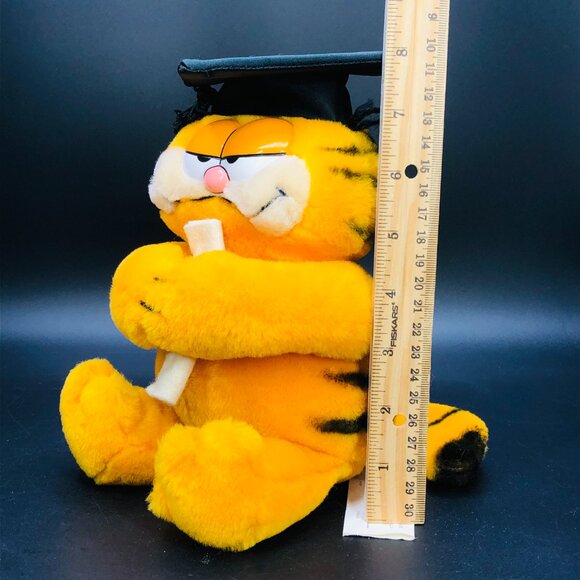 Vintage 1981 GARFIELD Graduation Cap Diploma Plush Stuffed Toy: 8" - Dakin - Picture 11 of 11